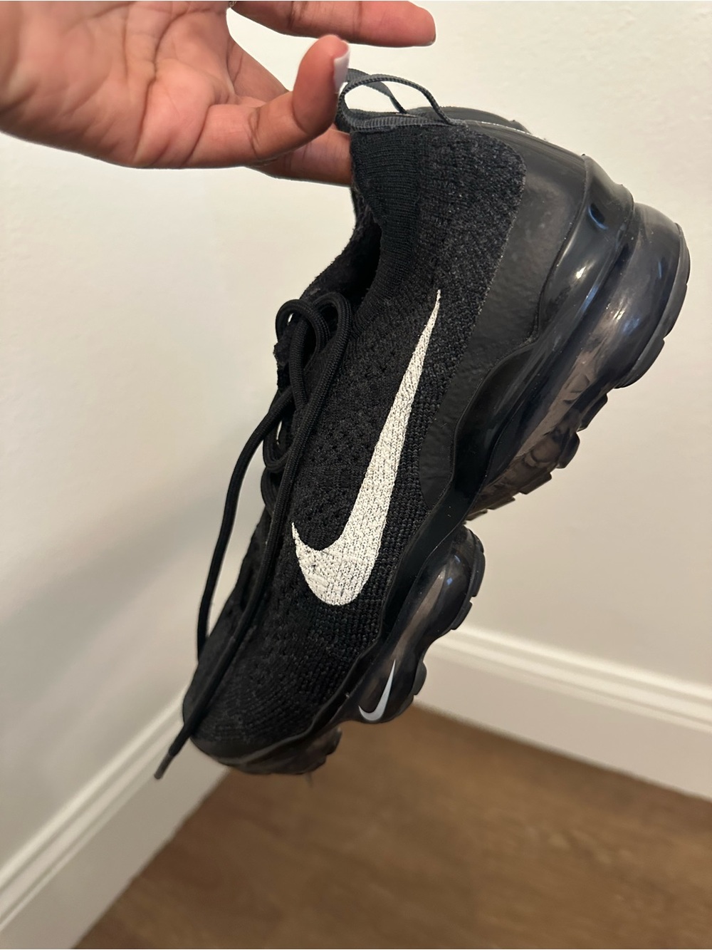 Nike Black Knit Running Sneakers with White Swoosh